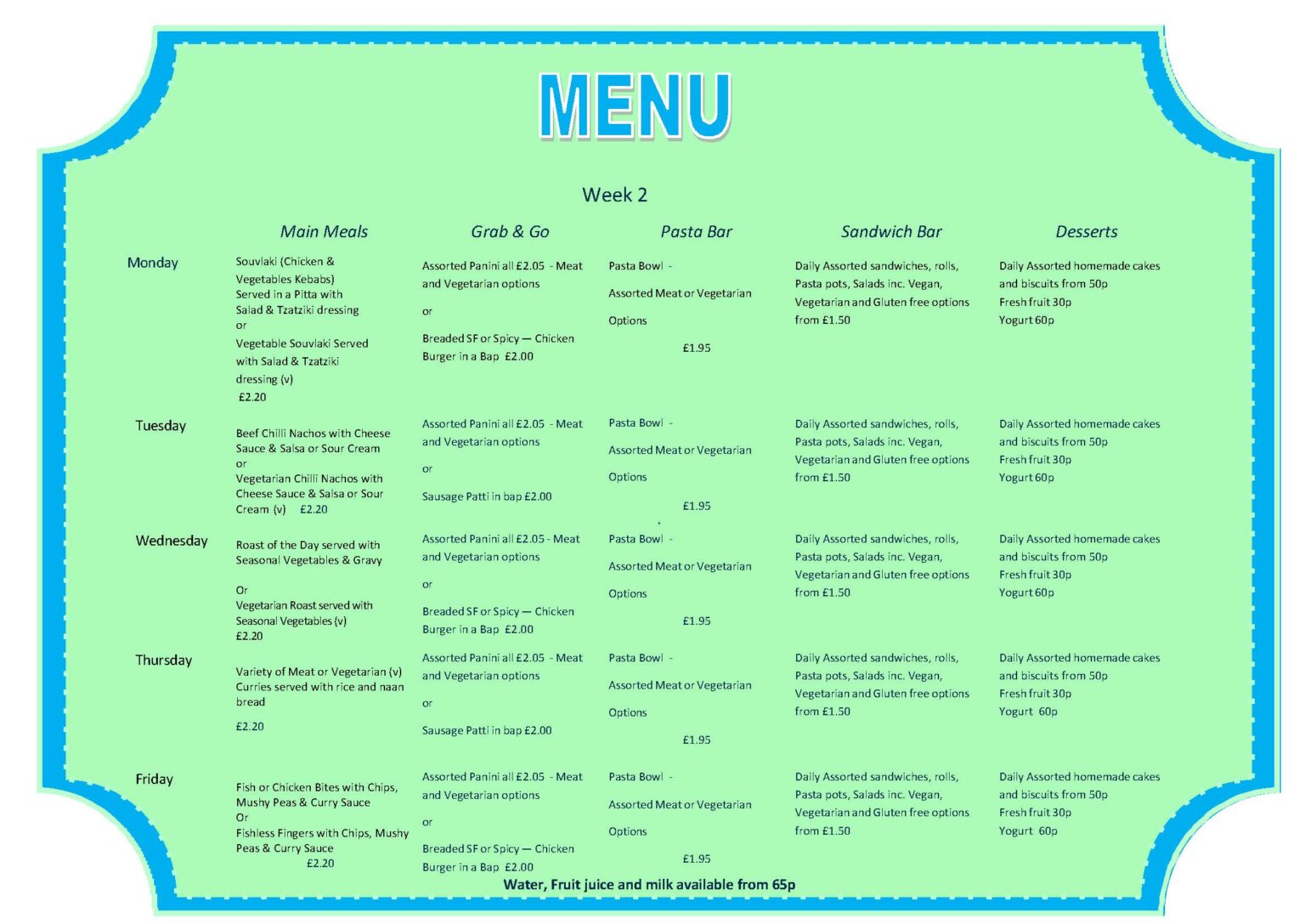 MENU Week 2 Winter Term 2025 (2) | Bishop Heber High School